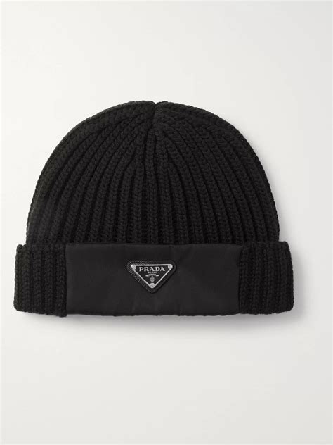 prada knit logo beanie|prada nylon hats.